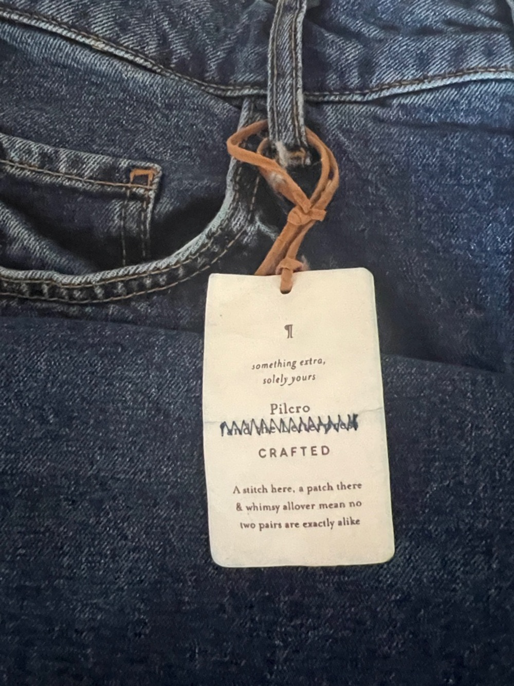 Anthropologie Pilcro Letterman High Rise Flare Jeans – Size 31 (12) Embroidered - Picture 8 of 8